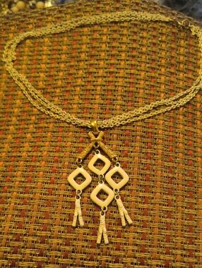 Trifari Gold-Tone Pendant Necklace with Cream Accents